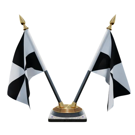 Ceuta Double Desk Flag Stand  3D Illustration