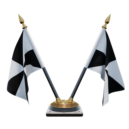 Ceuta Double (V) Desk Flag Stand  3D Icon