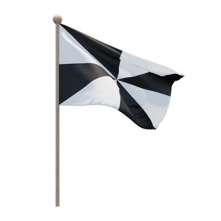 Ceuta-Fahnenmast  3D Flag