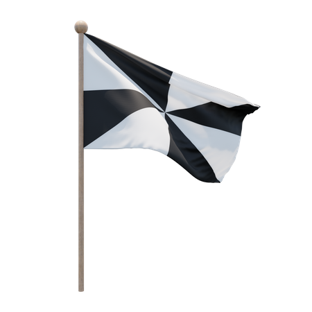 Ceuta Flag Pole  3D Flag