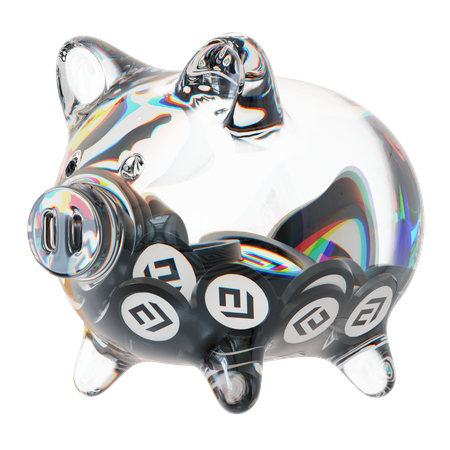 Cfx Clear Glass Piggy Bank With Decreasing Piles Of Crypto Coins  3D Icon