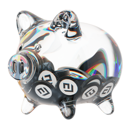 Cfx Clear Glass Piggy Bank With Decreasing Piles Of Crypto Coins  3D Icon