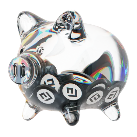 Cfx Clear Glass Piggy Bank With Decreasing Piles Of Crypto Coins  3D Icon