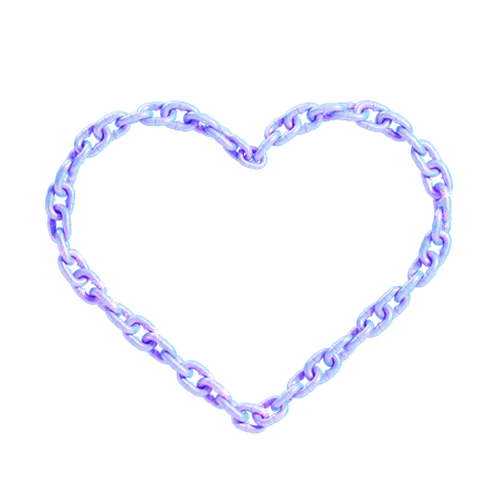 Chain Heart With Holographic Color Illustration In 3 D Design 3D Icon
