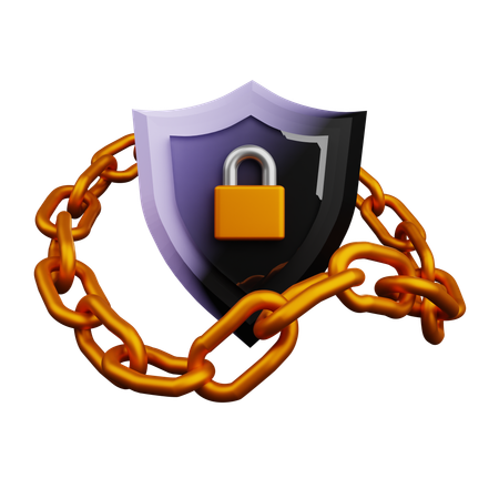 Chain Shiled Security  3D Icon