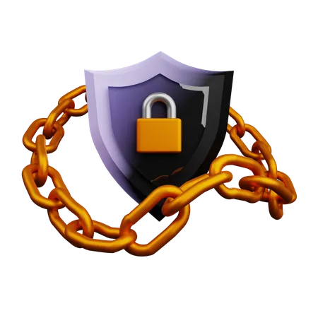 Chain Shiled Security  3D Icon