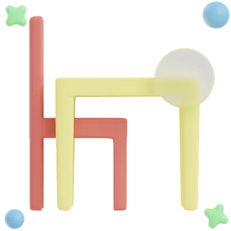 Chair And Table  3D Illustration