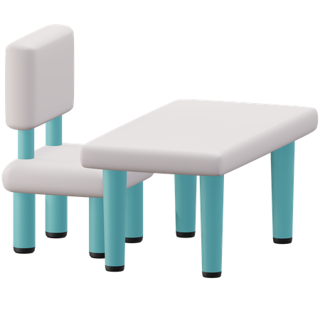 Chair And Table  3D Icon