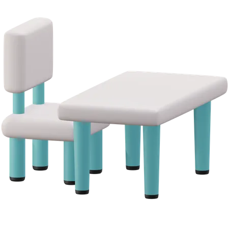 Chair And Table  3D Icon
