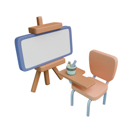 Chair & Whiteboard  3D Icon