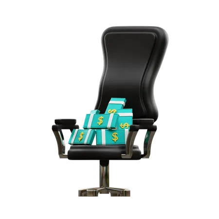 Chair With Cash  3D Icon