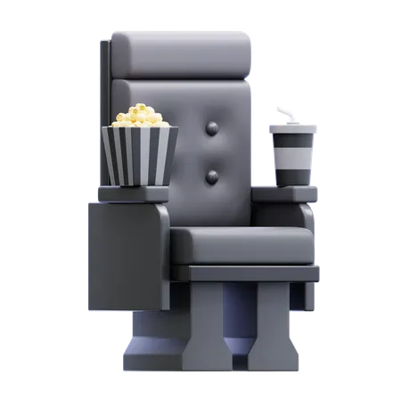 Chaise de cinéma et snack  3D Icon