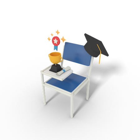 Chaise d'éducation pour l'obtention du diplôme  3D Illustration