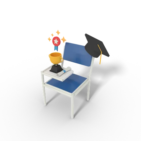 Chaise d'éducation pour l'obtention du diplôme  3D Illustration