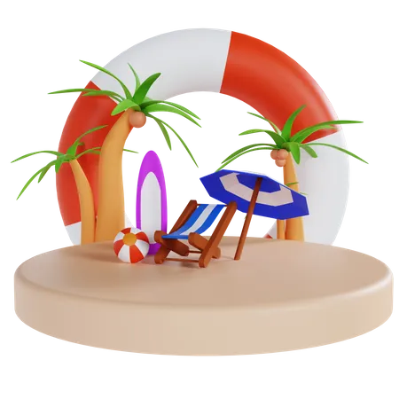 Chaise de plage  3D Illustration