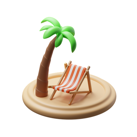 Chaise de plage avec cocotier  3D Icon