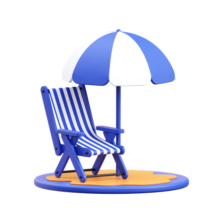 Chaise de plage avec parasol  3D Icon