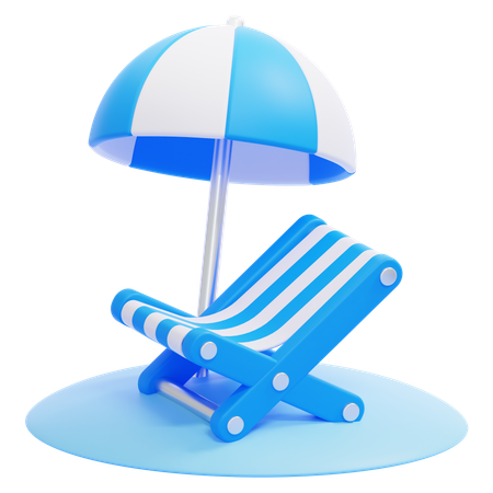 Chaise de plage avec parasol  3D Icon