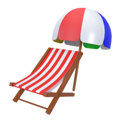 Chaise de plage avec parasol  3D Icon