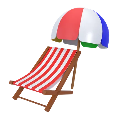 Chaise de plage avec parasol  3D Icon