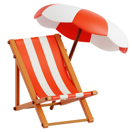 Chaise de plage avec parasol  3D Icon