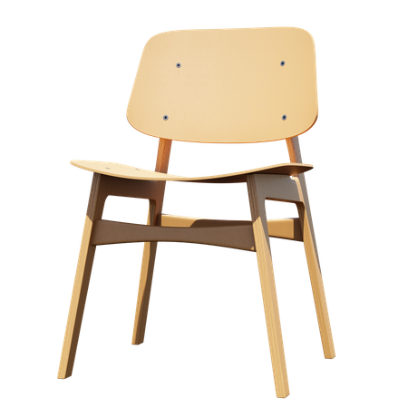 Chaise en bois  3D Illustration