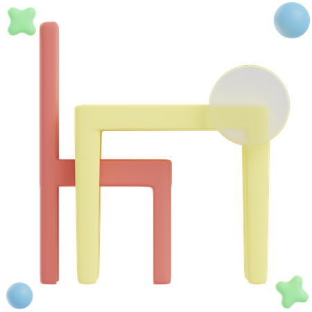 Chaise et table  3D Illustration