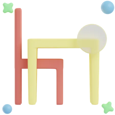 Chaise et table  3D Illustration