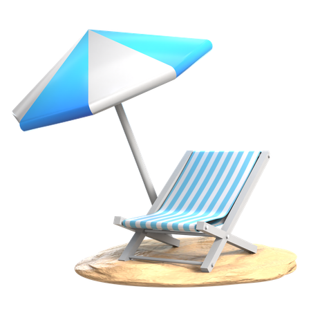 Chaise longue et parasol  3D Icon