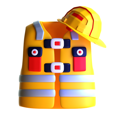 Chaleco de seguridad y casco  3D Icon