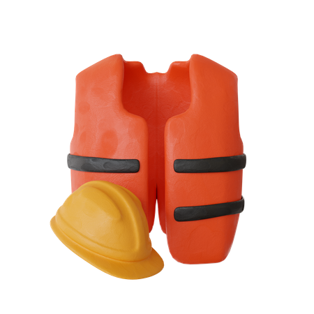 Chaleco de seguridad y casco  3D Icon