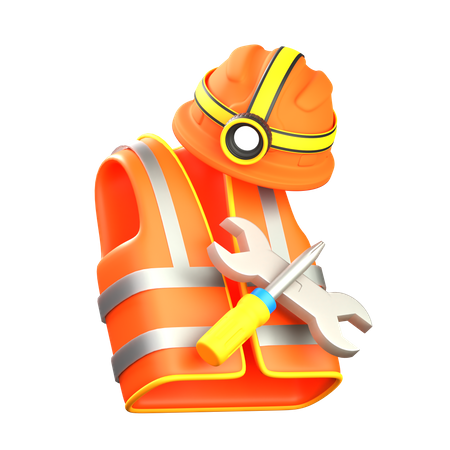 Chaleco de seguridad y casco  3D Icon