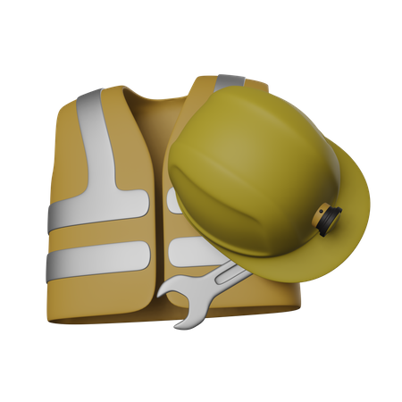 Chaleco de seguridad y herramientas  3D Icon