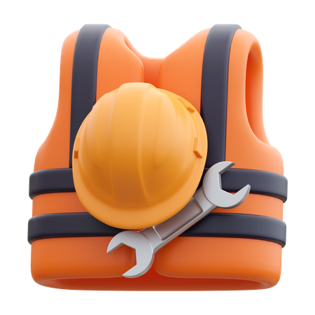 Chaleco de seguridad y casco  3D Icon