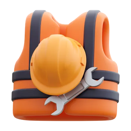 Chaleco de seguridad y casco  3D Icon