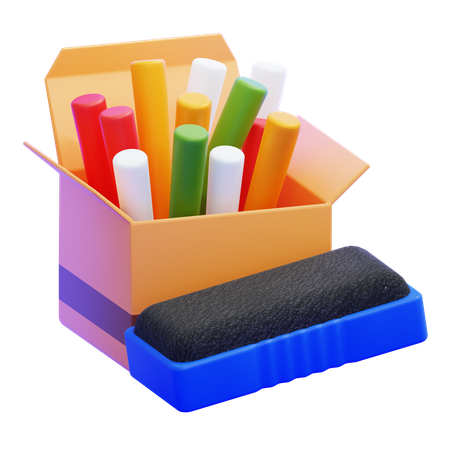 Chalk & Eraser  3D Icon