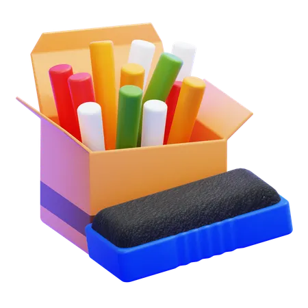Chalk & Eraser  3D Icon