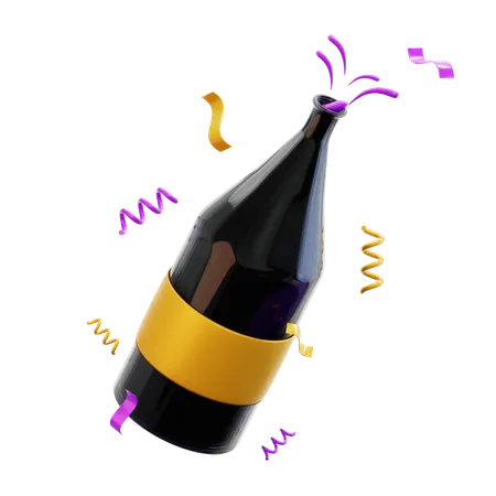 3 D Champagne Bottle Illustration 3D Icon