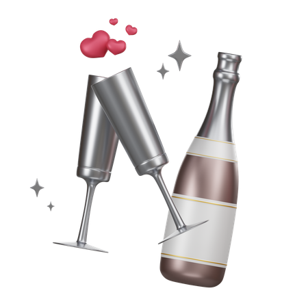 Champagne Bottle  3D Icon