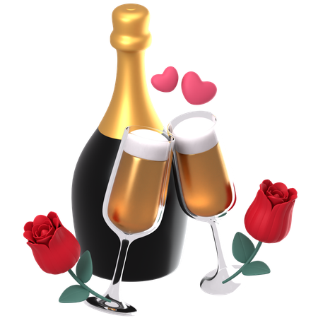 Champagne Bottle  3D Icon