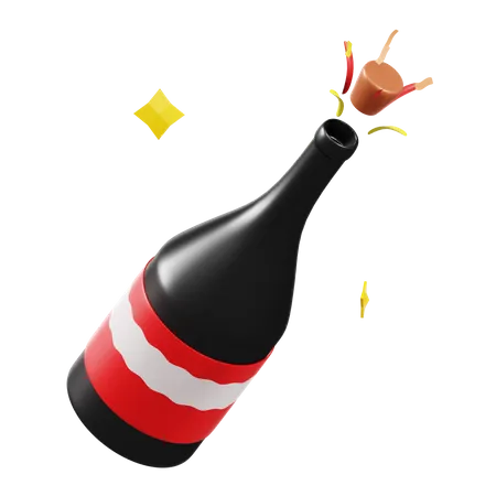 Champagne Bottle  3D Illustration