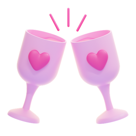 Champagne Glasses Toasting  3D Icon