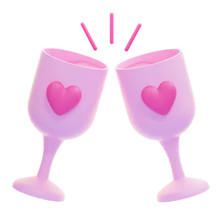 Champagne Glasses Toasting  3D Icon