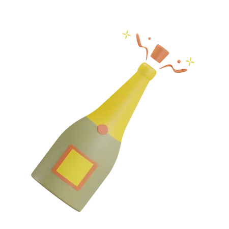 Champagnerflasche 3 D Modell 3D Icon