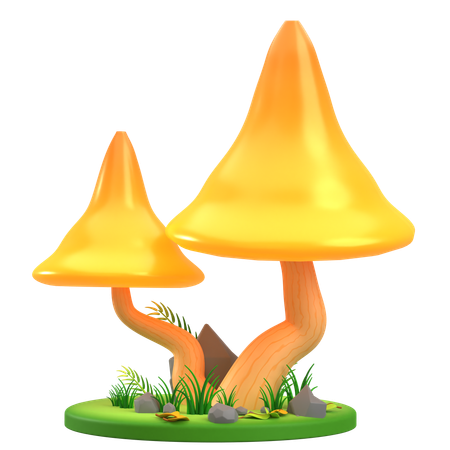 Champignons Cône Jaune  3D Icon