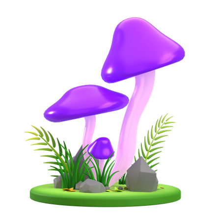 Cône violet champignon  3D Icon