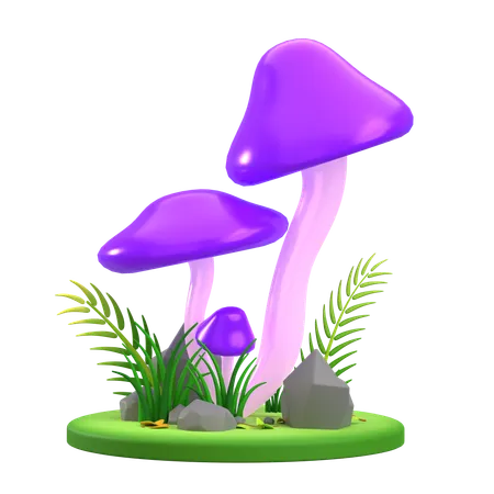 Cône violet champignon  3D Icon