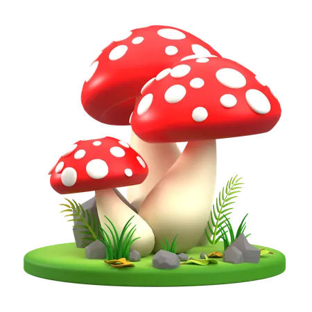 Champignon tacheté de rouge et de blanc  3D Icon