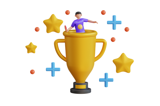 Champion de tennis de table  3D Icon