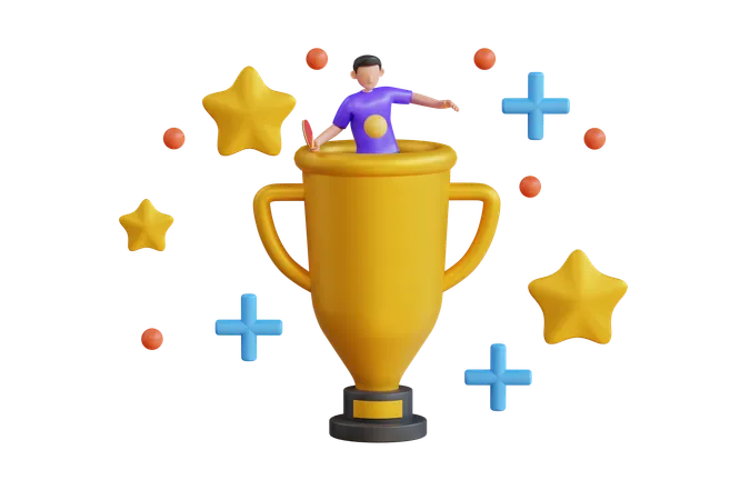 Champion de tennis de table  3D Icon